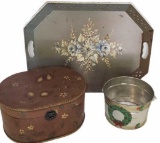 Painted Decorative Box, Metal Hand Painted Tray