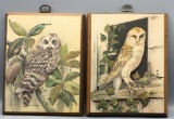 (2) 3-Dimensional Wooden & Metal Owl Wall