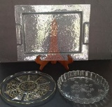 (3) Glass Platters: 10” Pie Plate, 11” Round