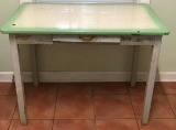 Antique Green and Ivory Enamel Top One-