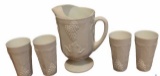 Vintage Milk Glass Footed 64 Ounce Ice Lip Pitcher