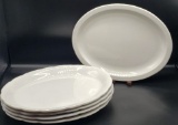 (5) White Buffalo China Oval Platters: (4) 12