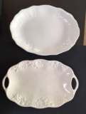 (2) Oval White Platters: 16 1/8