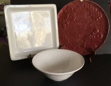 (3) Serving Pieces (one chipped): 10 1/2” Round