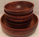 5 Pc. Wooden Salad Bowl Set, Cherry Finished