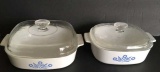 (2) Corning Ware Baking Dishes with Lids: 12”