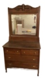 Antique Oak Dresser with Swing Beveled Mirror