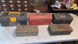 (4) Vintage Metal Toolboxes and (1) Rubbermaid