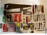 Assorted Drill Bits, Staple Gun and Staples,