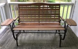 Wooden & Metal Glider with (2) Built-In Side