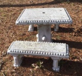 Concrete Table & (2) Benches--Table is 38