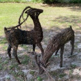 (2) Christmas Reindeer w/Lights