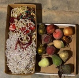 Assorted Beaded Garland and Decorative Fruit