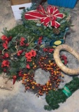 Assorted Christmas Wreaths, Garland, etc