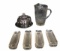 (1) Glass Pitcher, (1) Covered Cheese Plate with