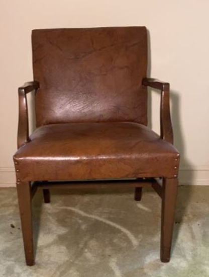 Leather Arm Chair with Brass Tacks