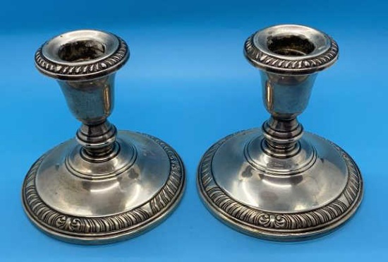 Pair of Frank M. Whiting Sterling Silver Candle