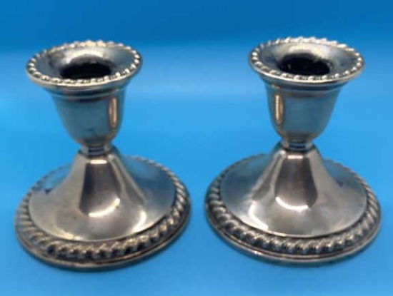 Pair of Rogers Sterling Silver Candle