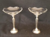 (2) Sterling Silver Candle Holders & Glass