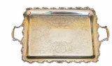 2-Handle Silver Plate Tray 15” x 25”