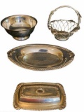 Assorted Silverplate Items: Basket 71/2” W,