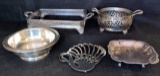 Assorted Silverplate Items: Swan Trivet, Footed