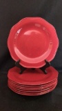 (8) 13’’ Red China Plates