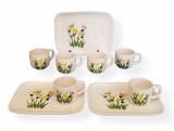 Handpainted Snack Set: (6) Cups, (3) Plates