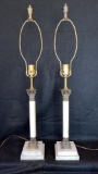 Pair of Marble & Brass Table Lams - 31 1/2