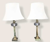 Pair of Brass/Glass Lamps