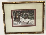 Framed and Double Matted Water Color by E. Norris