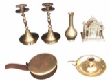 Assorted Brass Items: (2) 10” Candlesticks,