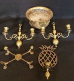 Assorted Brass Items: Wall Sconces, Decorative