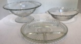 Assorted Glassware: (1) 4 Part Divided Dish