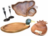 (3) Wooden Serving Pieces and (2) Wooden