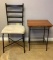 Wood/Metal Table & Metal Chair w/Upholstered Seat