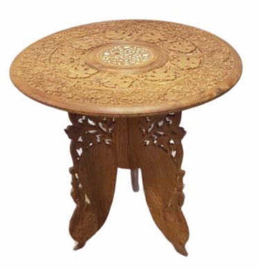 Round Hand Carved Table-Indian