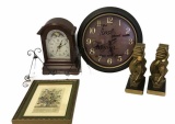 (2) Clocks, Picture, Bookends, Etc