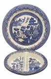 Churchill Blue Willow Chop Plate & Divided Dish