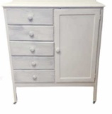Vintage Painted Short Wardrobe on Casters