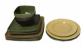 Assorted Green and Gold Dishes