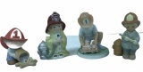 (4) Ceramic Fireman Figurines: Bumpkins, “Engine