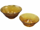 (2) Vintage Tiara Amber Sandwich Glass Bowls: