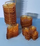 Vintage Tiara Amber Sandwich Glass Ashtrays