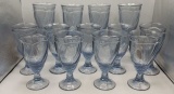 (13) Blue Ice Tea Glasses & Tote w/lid