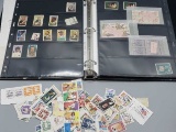 Stamp Collection in Binder & Assorted Canceled