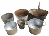 (6) Metal Buckets, Coal Skuttle