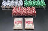 Vegas Poker Chips & (2) Decks of Cards