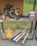 Assorted Outdoor Items: Paintball Gun,  Reel,