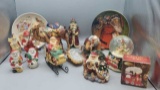 Assorted Christmas Figurines, Collector Plates,